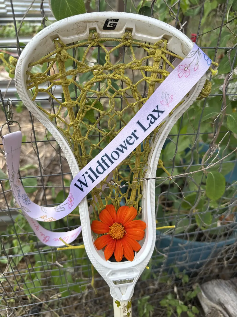 Pink Wildflower Lax lanyard